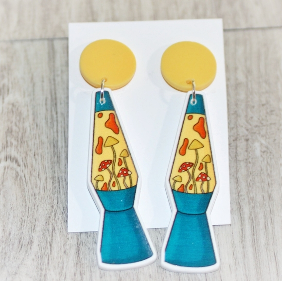 Trippy mushroom lava lamp earrings - Picture 3 of 10